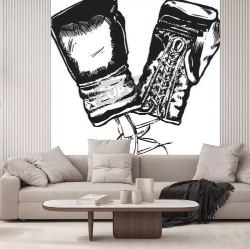 Fotobehang Zwart-witte bokshandschoenen