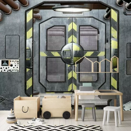 Fotobehang Ruimteschipinterieur met luik