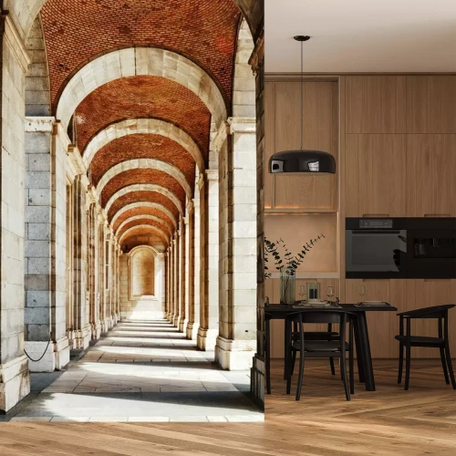 Fotobehang De passage met bogen en kolommen aan het Koninklijk Paleis