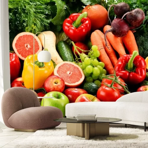 Fotobehang Groenten in een kraam