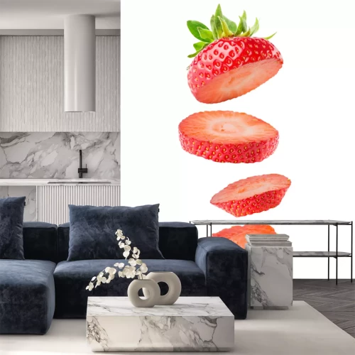 Sticker aardbei segmenten geïsoleerd op de witte achtergrond