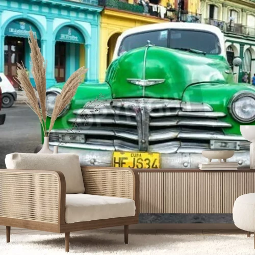 Fotobehang Taxi in Havana retrostijl