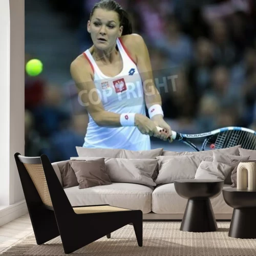 Fotobehang Agnieszka Radwanska tijdens een wedstrijd