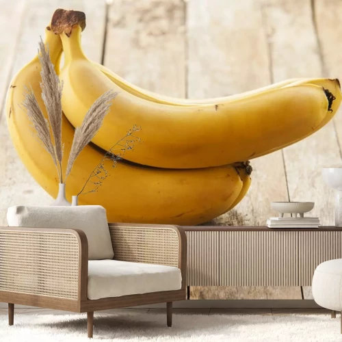 Sticker Tros bananen op lichtbruine planken