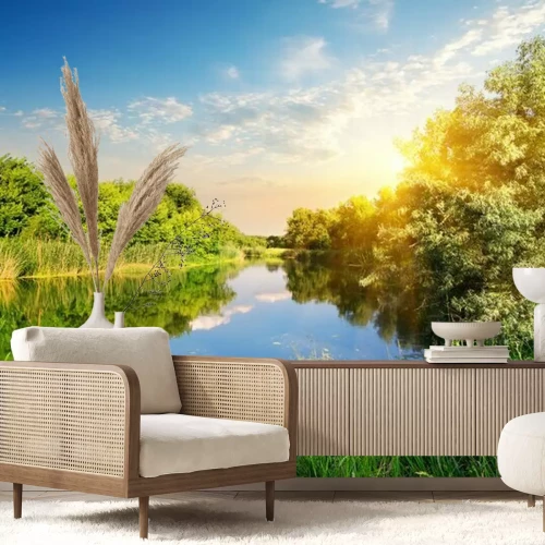 Fotobehang Rivierlandschap op een zonnige dag