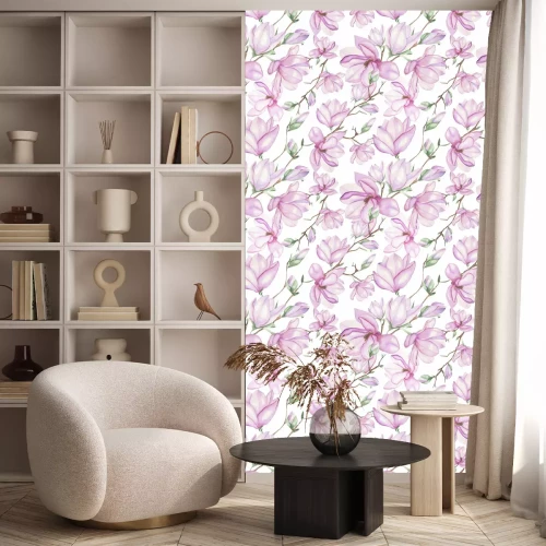 Behang Paarse magnolia's in aquarel