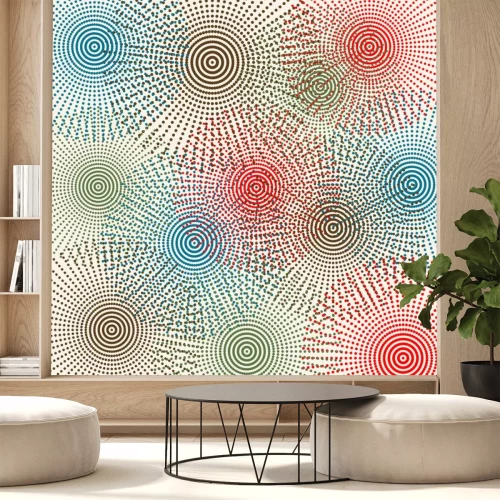 Sticker Vintage background with dotted flowers