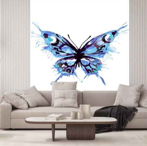 Sticker Blauwe vlinder op een lichte achtergrond