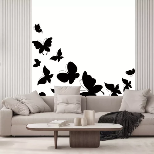 Sticker Zwart-witte vlindersilhouetten