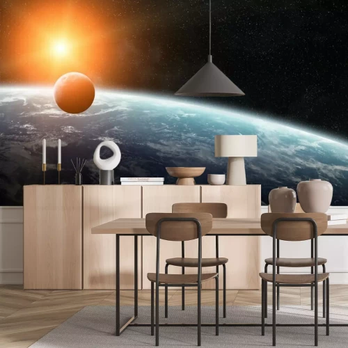 Fotobehang Zonsopgang boven de planeet Aarde