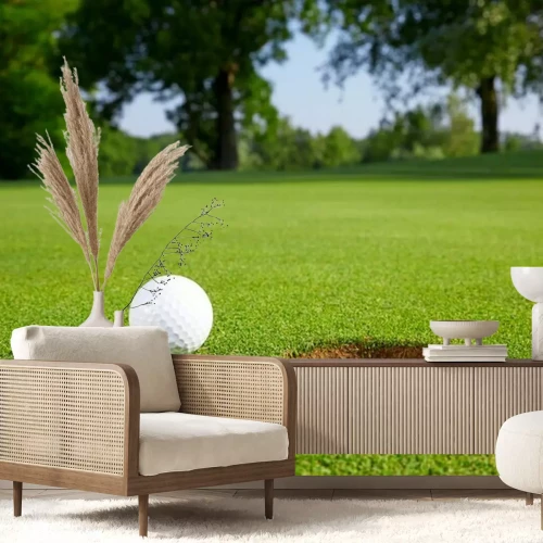 Fotobehang Golfbal voor de hole