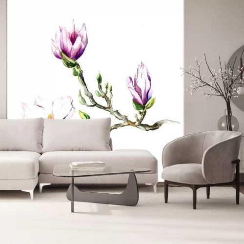 Sticker Magnolia op een aquarel schilderij