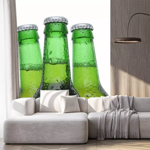 Fotobehang Dranken in groene flessen