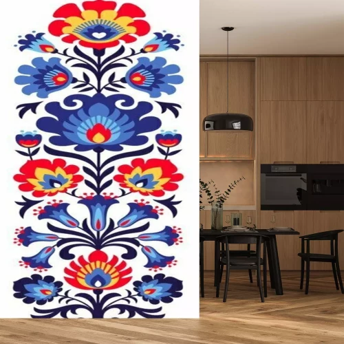 Sticker Poolse folk bloemen papercut