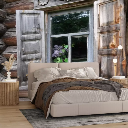 Fotobehang Venster van oude houten huis