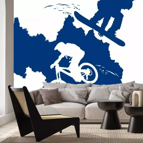 Fotobehang Fiets en snowboard