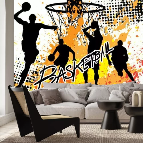 Fotobehang Basketbalteam op witte grungeachtergrond