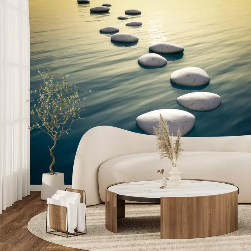 Sticker stap stenen zonsondergang