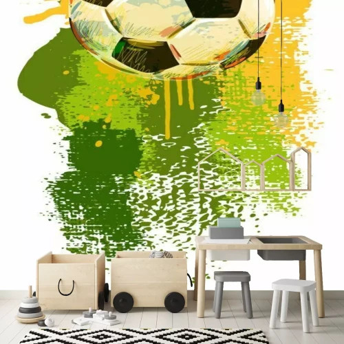 Sticker Een geschilderde bal op een abstracte achtergrond