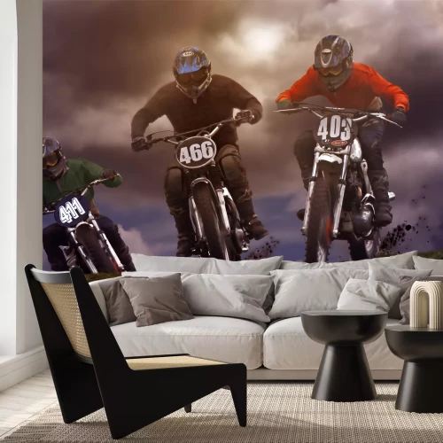 Fotobehang Motorfiets klauteren of motorcross plaatsvindt over ruw terrein en omvat steile hellingen
