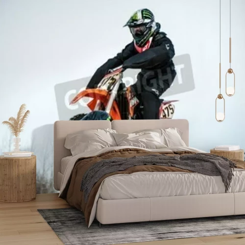 Fotobehang Orenburg, Orenburg regio, Rusland - 10 maart 2013: Juniors concurreren in de winter Motocross