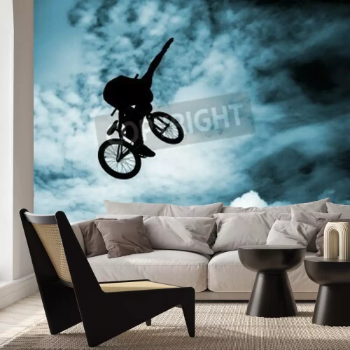 Fotobehang Fiets in de lucht