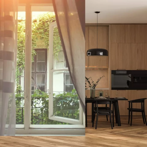 Fotobehang Zonlicht dat door het raam.