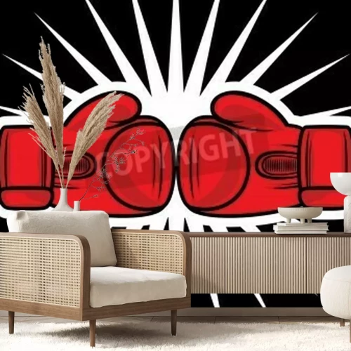 Fotobehang Boks handschoenen illustratie