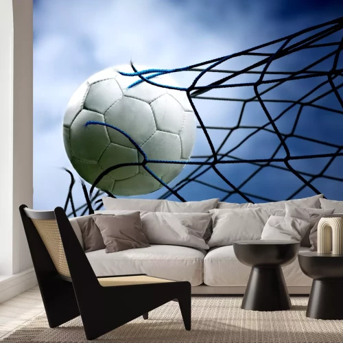 Fotobehang Voetbal in het doel