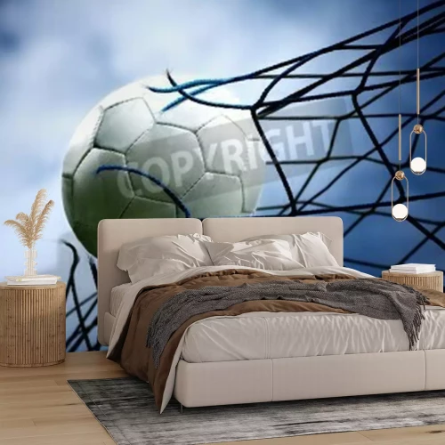 Fotobehang Voetbal in het doel