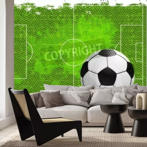 Fotobehang Voetbalveld op een maquette