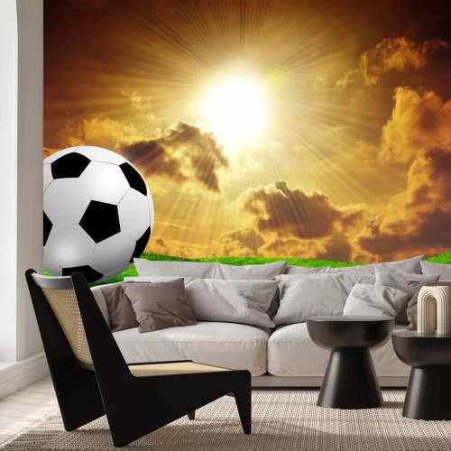 Fotobehang Voetbal in de zonsondergang