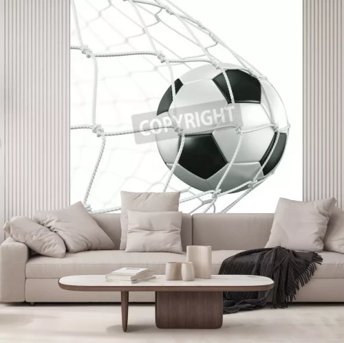 Fotobehang Close-up op bal in het net