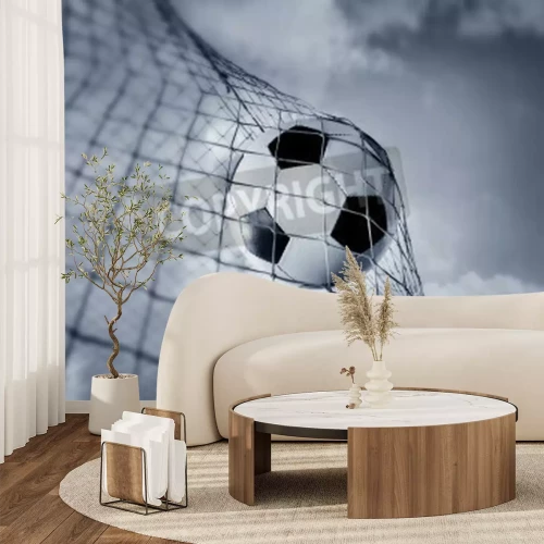 Fotobehang Bal in het net tegen de lucht