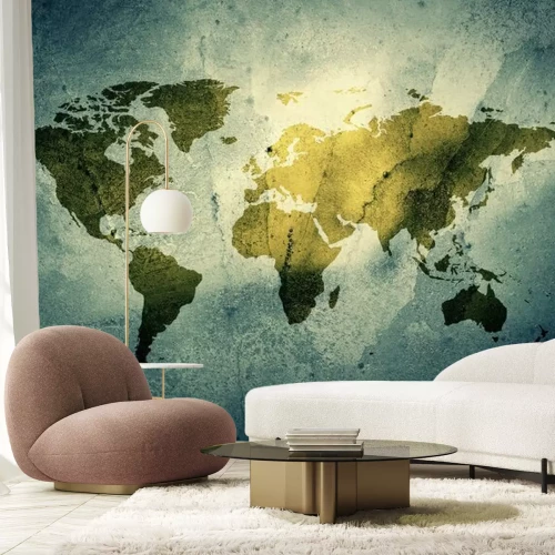 Fotobehang Wereldkaart op een betonnen achtergrond