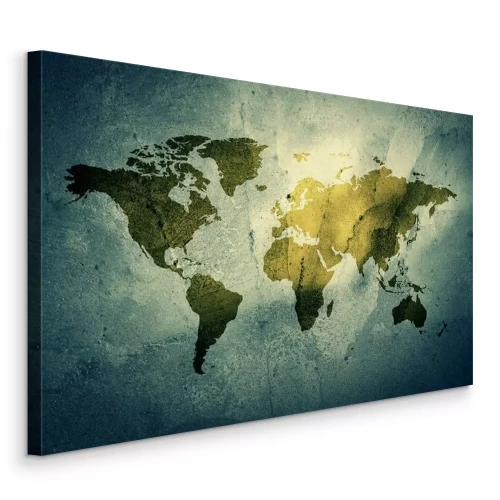 Canvas Wereldkaart op een betonnen achtergrond