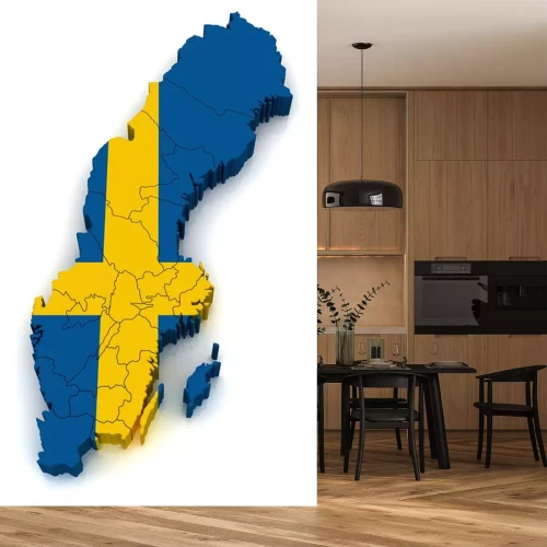 Sticker 3D Kaart van Zweden