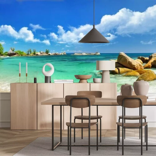 Fotobehang Panorama van de zee en het strand