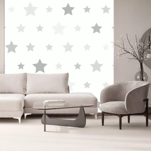 Sticker Abstract Seamless geometric pattern with stars on a white backgr