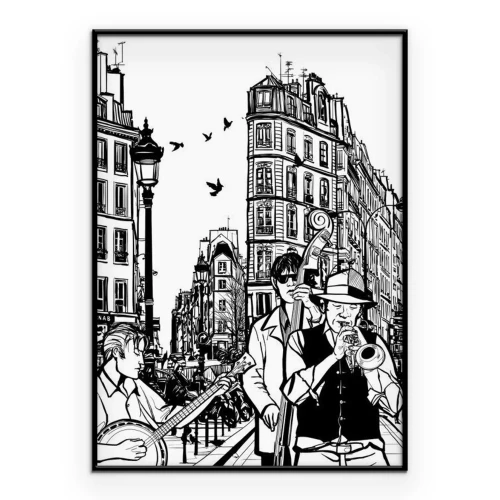 Poster Tekening van straatmuzikanten