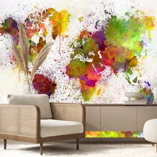 Fotobehang Aquarel wereldkaart