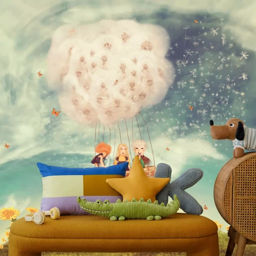 Fotobehang Vliegende ballon met kinderen