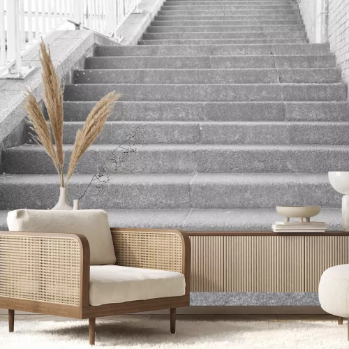 Sticker Lange outdoor betonnen trap in het openbare park ..