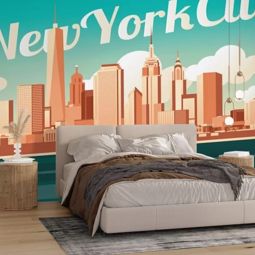 Fotobehang New Yorkse wolkenkrabbers in retrostijl