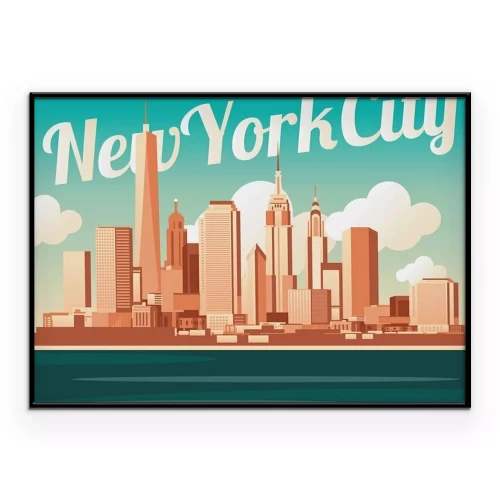 Poster New Yorkse wolkenkrabbers in retrostijl
