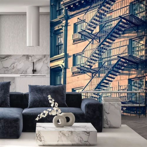 Fotobehang Brandtrappen in New York