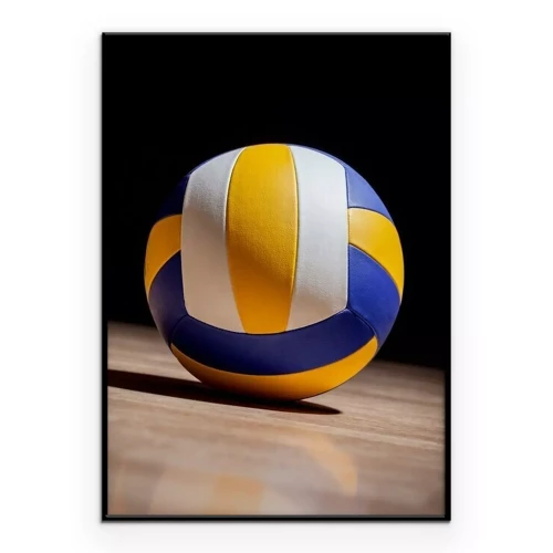 Poster Volleybal op een houten vloer