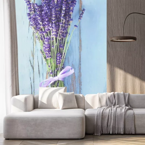 Sticker Blauwe lavendel op hout