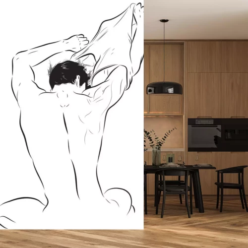 Sticker Een man die zijn shirt uittrekt