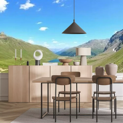 Fotobehang Panorama van bergen met open plekken